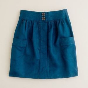 3 for $10 🌺 J. Crew Linen Blend Blue “Dorrie” A-Line Button Up Lined Skirt - 00